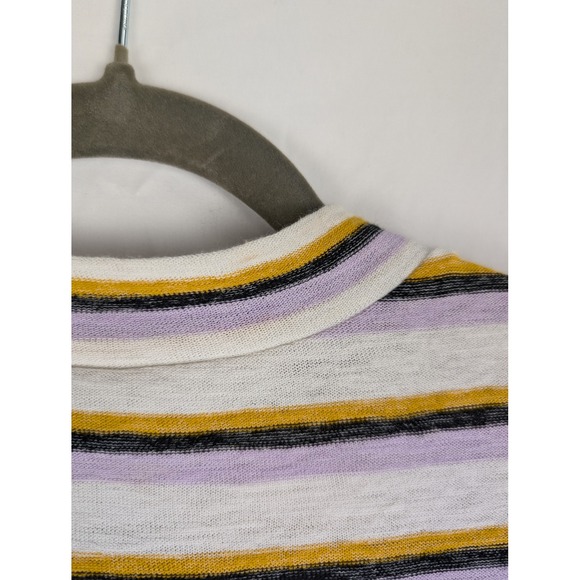 BP Claudia Sulewski Striped Mock Neck Short Sleeve Top Tee S Preppy Twee Casual - Picture 7 of 8